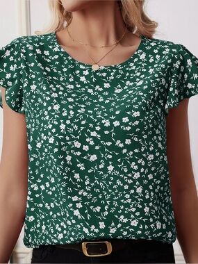 Papermoon Dark Green Floral Blouse